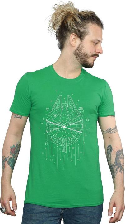 Actual product image Star Wars Mens Millennium Falcon Christmas Tree Delivery T-Shirt (S)
