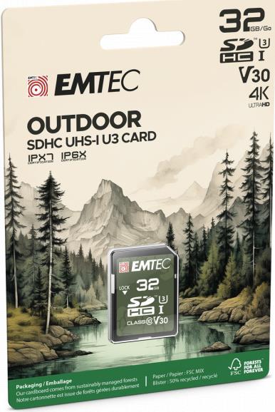 Actual product image Emtec SD 32GB UHS-I U3 V30 Outdoor (32 GB, SDHC, U3, UHS-I)