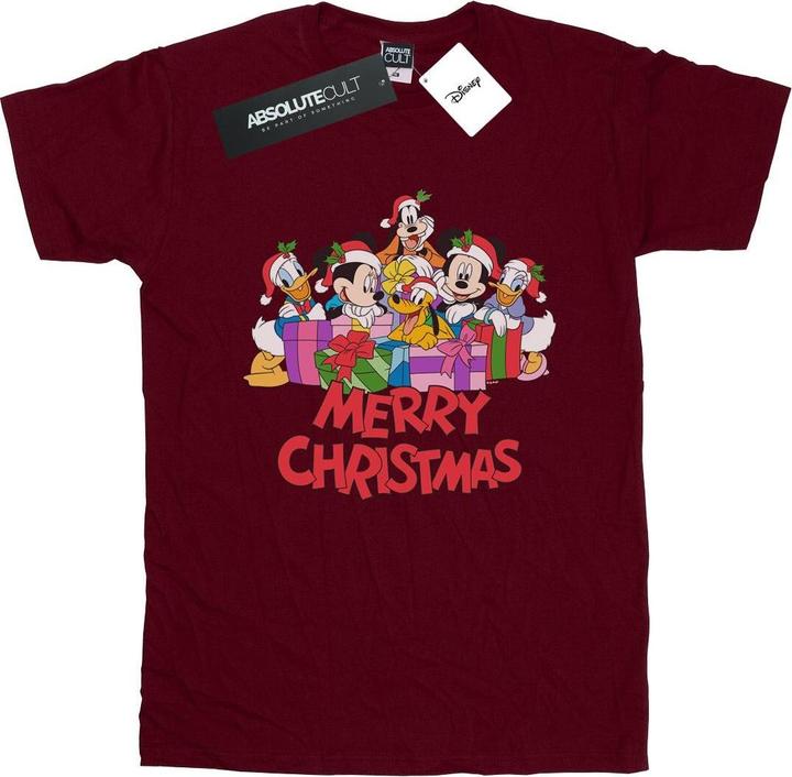 Actual product image Disney Womens/Ladies Mickey Mouse And Friends Christmas Cotton Boyfriend T-Shirt (L)