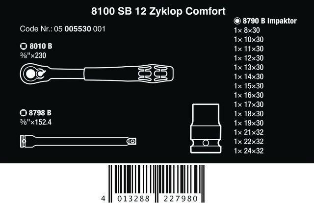 Produktbild Wera 8100 SB 12 Zyklop Comfort Knarrensatz (12 mm)