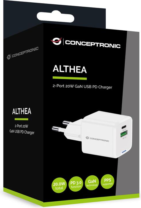 Actual product image Conceptronic Charger 2Port 20W,1xUSB-C,1xUSB-A Desk PD ws (20 W)