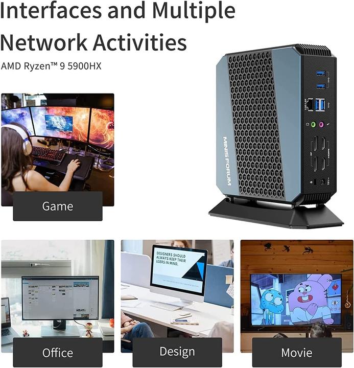 Actual product image Minisforum HX90 Mini PC (Ryzen 9 5900HX, 32GB Ram, 512GB SSD)