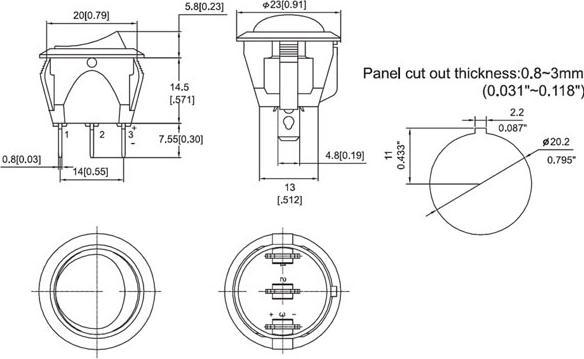 Actual product image Velleman Black Rocker Switch Button 1P Spst Off-On