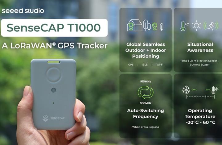 Produktbild Seeed Studio SenseCAP LoRaWAN GPS Tracker T1000-A mit Sensoren