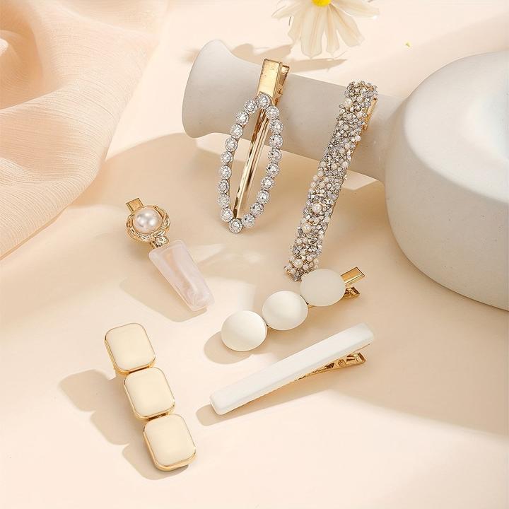 Activity Board 6 pezzi/set Elegante clip strass finte perle decorazione capelli antiscivolo clip gioielli per (6 pz.)