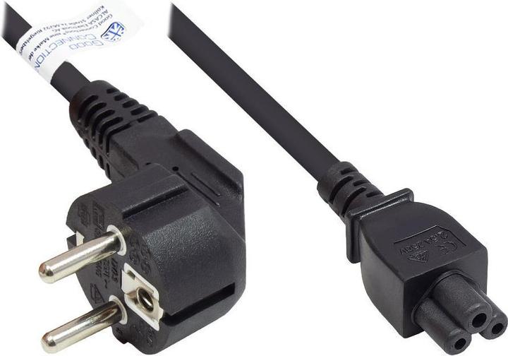Produktbild Good Connections Netzkabel Schutzkontakt-Stecker Typ E+F (CEE 7/7, gewinkelt) an C5 (gerade) für Notebook, schwarz, 0 (5 m, CEE 7/7)