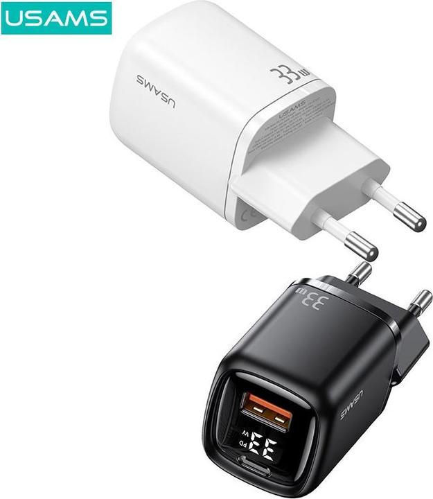 Immagine prodotto Usams Caricabatterie rapido con display digitale da 33W QC + PD (33 W)