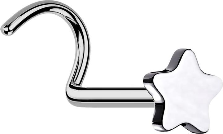Produktbild Star Piercing Threadless Nasenstecker gebogen silber Stern silber (ohne Messing, Titan G23)