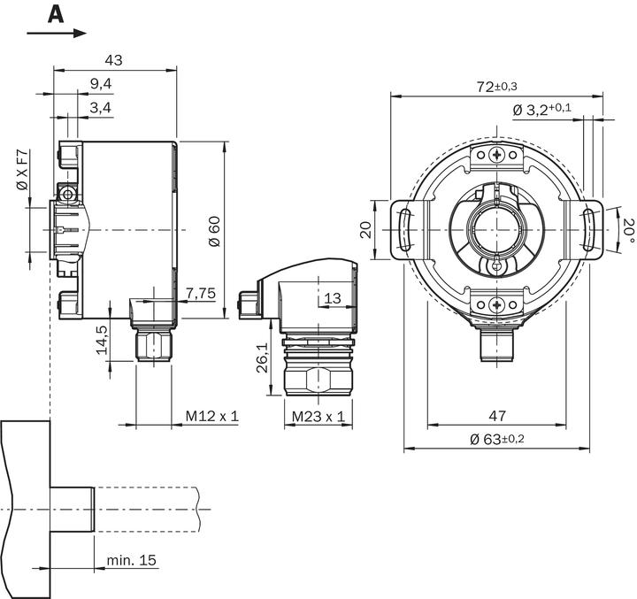 Produktbild Sick DFS60 Series Incremental Encoder, 1... 10000 ppr, HTL, TTL Signal, 15mm Shaft