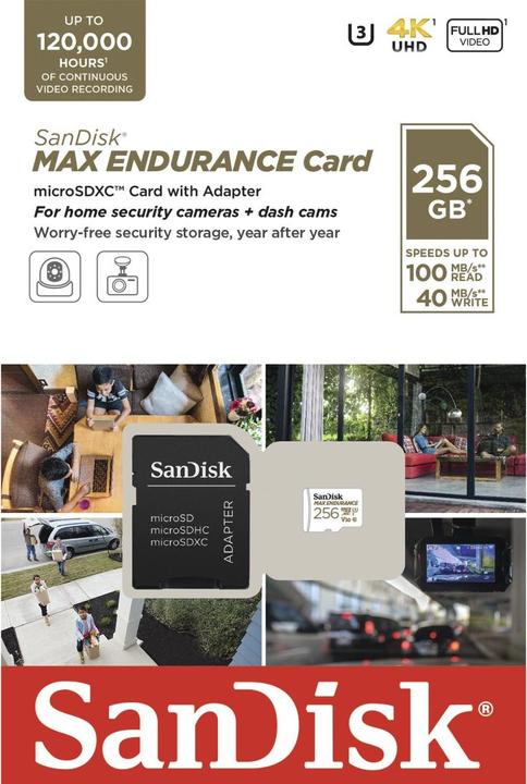 Productafbeelding SanDisk Maximaal uithoudingsvermogen (256 GB, microSDXC, U3, UHS-I)