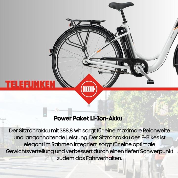 Produktbild Telefunken Multitalent RC840, City E-Bike, Motor power 250 W, Wheel size 28 ", Warranty 24 month(s), White (48 cm)
