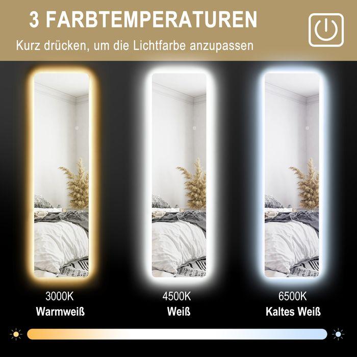 Produktbild Swisshandel24 Ganzkörperspiegel, 150 x 40 cm Standspiegel mit LED-Beleuchtung, Transparent (150 x 40 cm)