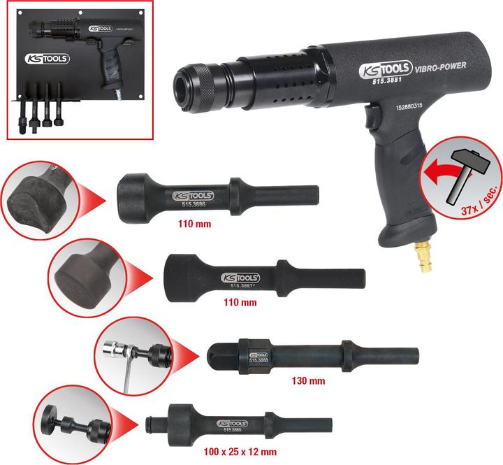 Immagine prodotto KS Tools Set di martelli a scalpello pneumatici Vibro-Power. 6 pezzi. 51 (Porta USB)