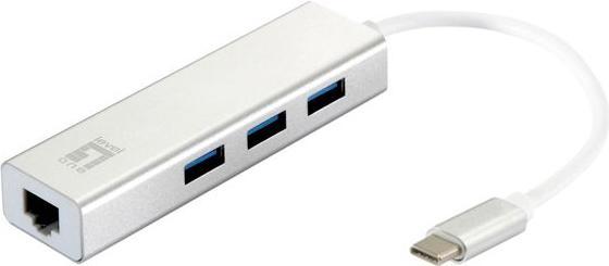 Actual product image LevelOne Adapter USB-C -> 10/100/1000,3xUSB3.0 si (USB-C, RJ45 (1x))