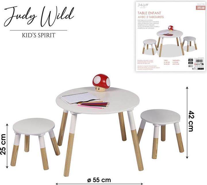 Image du produit Judy Wild Kinderholztisch mit 2 Hocker (Table des enfants)
