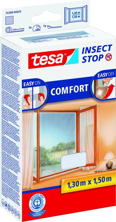 tesa Insektenschutz COMFORT für Fenster, mit Klettband, selbstklebend, ohne Bohren