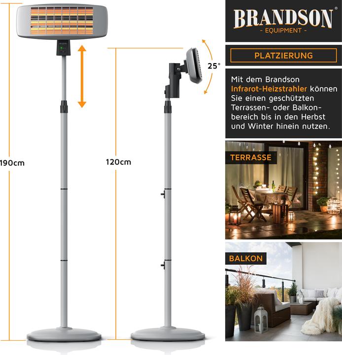 Actual product image Brandson Infrared radiant heater, heat lamp, patio heater, changing table heater with remote control (1800 W)