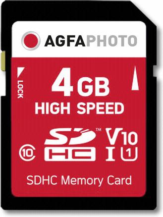 Image du produit AGFAPHOTO Carte SDHC 4Go haute vitesse Classe 10 UHS I U1 V10 (4 Go, SDHC, U1, UHS-I)