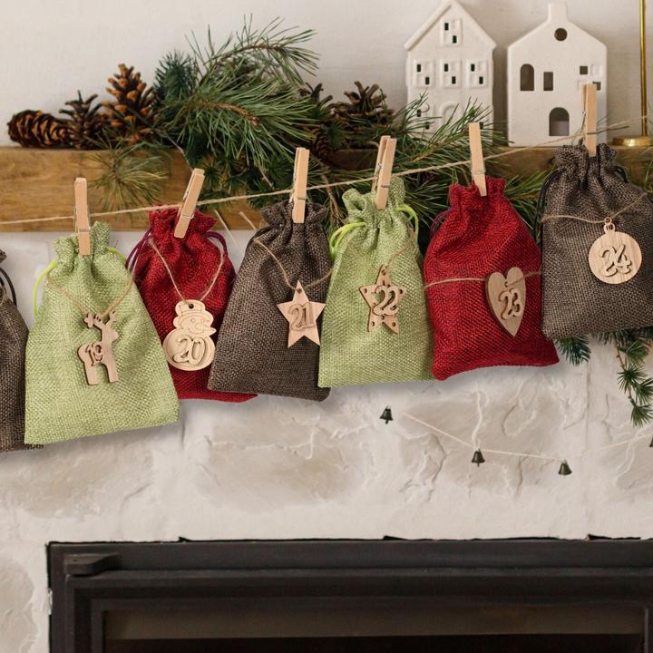 Image du produit Hermex Do-It-Yourself Calendrier de l'Avent Calendrier de Noël à remplir Sac en toile de jute