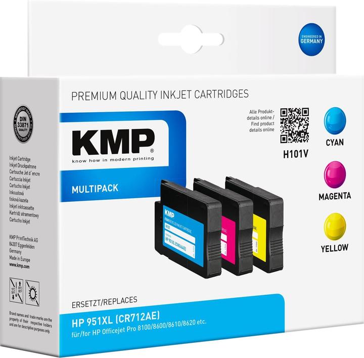 Actual product image KMP Tinte replaces HP951XL (CR712AE) (M, C, Y)
