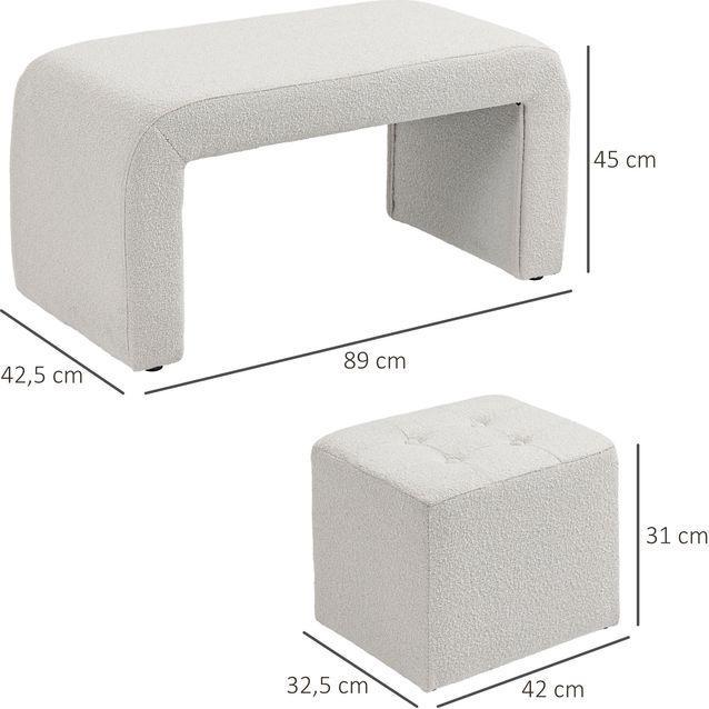 Immagine prodotto Swisshandel24 Sgabello 3 pezzi, sgabello, pouf con 3 sgabelli, poggiapiedi, sgabello imbottito per soggiorno