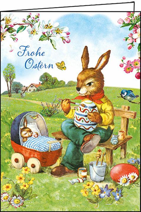 Produktbild Edition Gollong Doppelkarte. Frohe Ostern (Hase mit Babywagen)