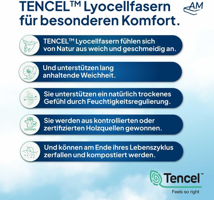 Image du produit AM Qualitätsmatratzen Housse de Matelas Tencel (200 x 90 cm)