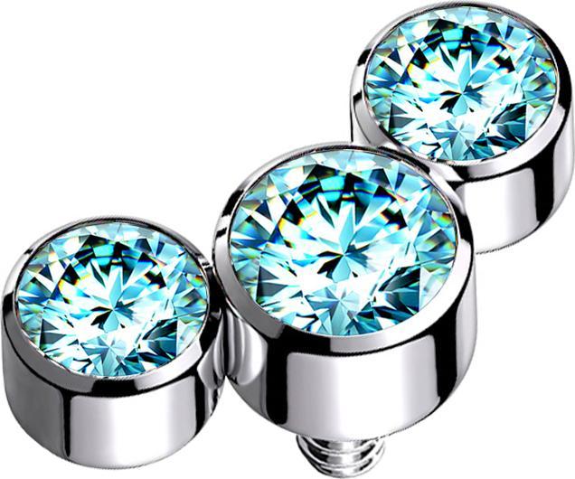 Produktbild Star Piercing Dermal Anchor silber drei Kristalle aqua (ohne Messing, Chirurgenstahl 316L)