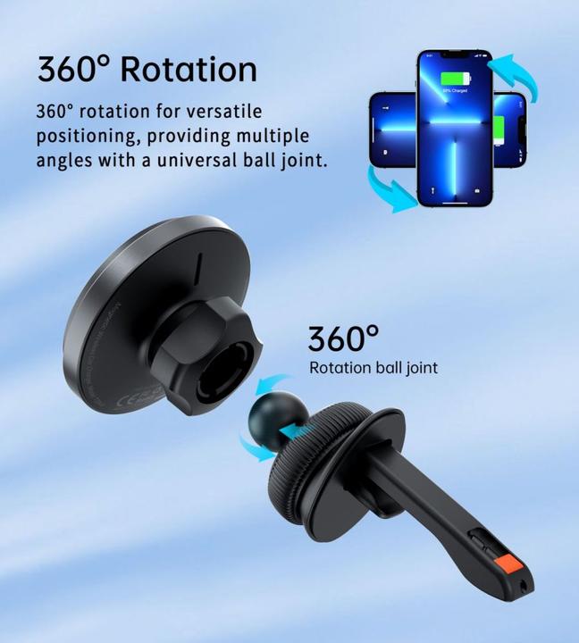 Produktbild Choetech T204-F magnetische Autohalterung mit 15 W kabellosem Laden – Schwarz
