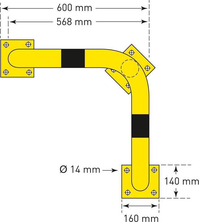 Actual product image Moravia Crash protection corner, Ø 76 mm, for outdoor use, height 350 mm, white/red