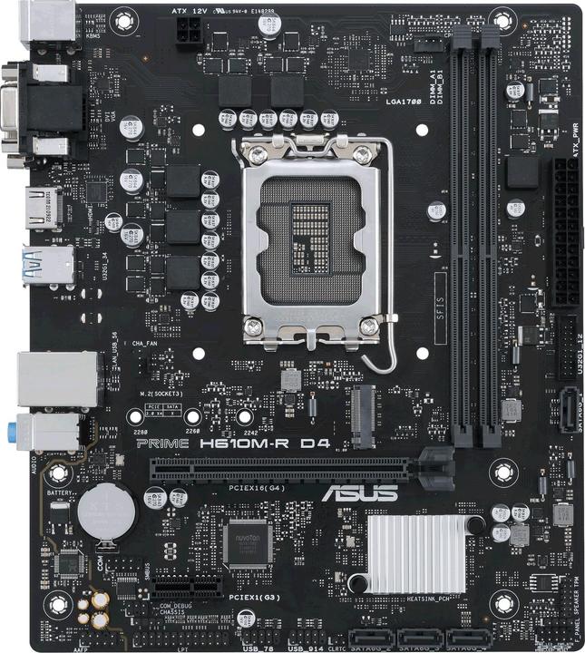 Actual product image ASUS Mainboard||Intel H610|LGA1700|Micro-ATX|Memory DDR4 (LGA 1700, Intel H610, mATX)