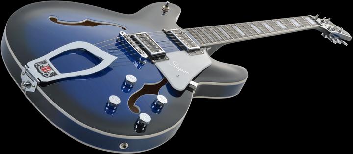 Image du produit Hagstrom Guitare électrique, Super Viking, Dark Baltic Sea Flame (Guitare semi-acoustique)