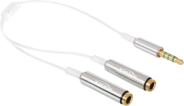 Produktbild Delock Audio Splitter Klinkenstecker 3.5 mm 4 Pin > 2 x Klinkenbuchse 3.5 mm 4 Pin (0.25 m, 3.5mm Klinke (AUX))