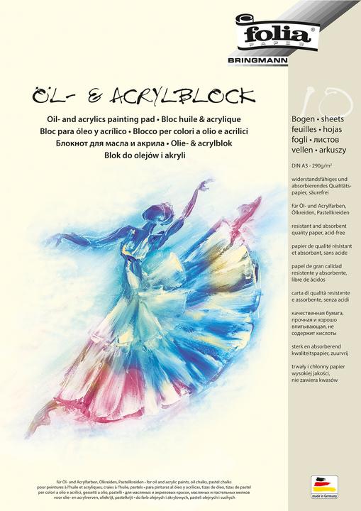 Image du produit Folia 10 bloc à dessin pour peinture à l'huile et acrylique DIN A3 (A3)