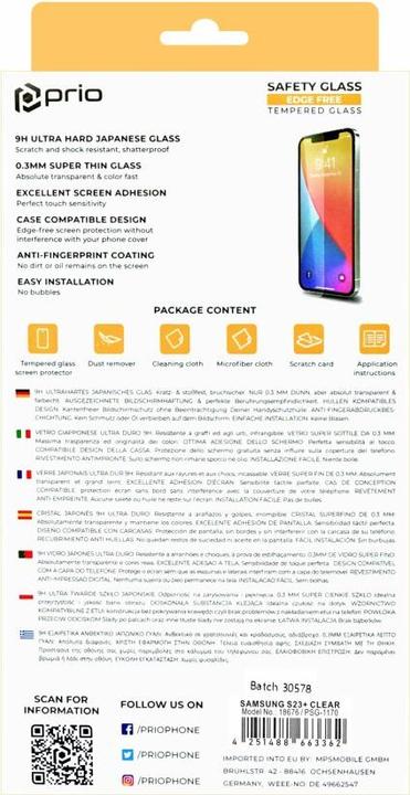 Actual product image prio Protective glass film for Samsung S23+ clear (1 Piece, Samsung Galaxy S21)