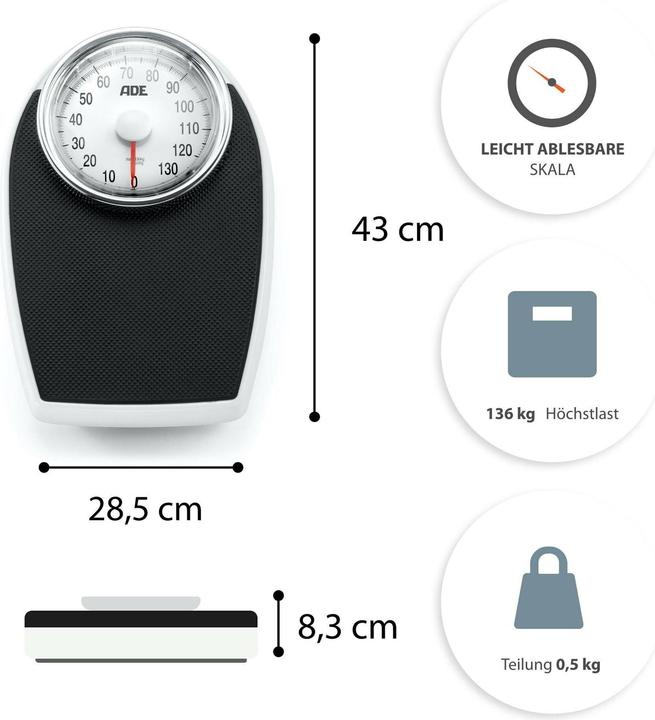 Image du produit ADE Balance de salle de bain Victoria noir (136 kg)