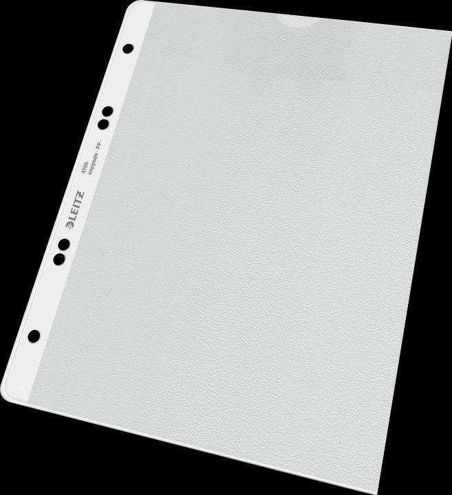 Produktbild Leitz Prospekthülle extrastark, A5, PP, genarbt, 0,13 mm oben offen, dokumentenecht, Lochung: 80-80- (A5, 100 x)