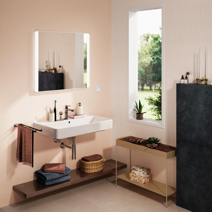 Produktbild hansgrohe Xarita Lite Q Spiegel, seitliche LED-Belechtung, 800x30x700mm, Wandschalter