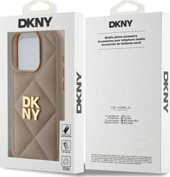 Actual product image DKNY DKHCP15XPQDSLE iPhone 15 Pro Max 6.7" beżowy/beige Quilted Stack Logo (Apple iPhone 15 Pro Max)