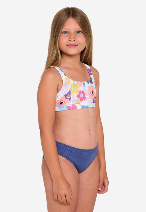 Actual product image Olaian Bikini-Oberteil Mädchen Bustier geblümt verstellbar 500 Nora weiss (14, 15, 16)