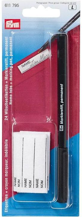 Actual product image Prym Laundry Labels + Marker Pen Card Set