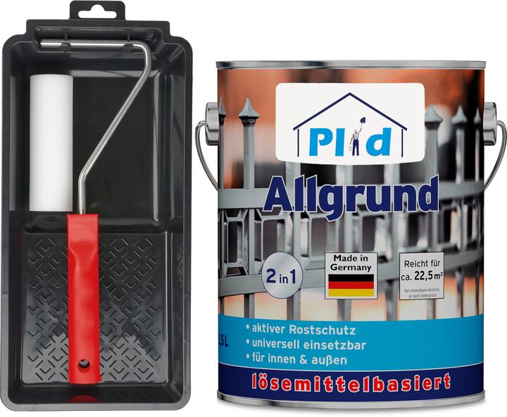 Plid Allgrund White 2.5L + paint set / Rust protection paint Rust primer Primer (White, 2.50 l)
