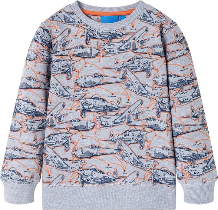 VidaXL Kinder-Sweatshirt Grau Melange 116,Material: 85 % Baumwolle (116)