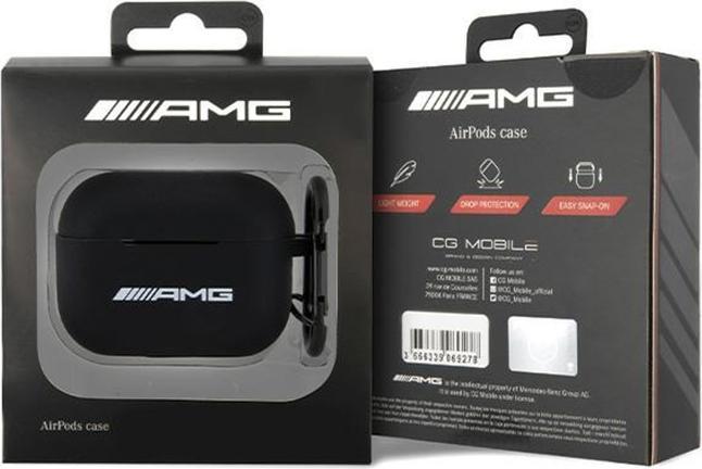 Actual product image Mercedes-Benz AMG AMAP2RBK AirPods Pro 2 cover czarny/black Silicone White Logo (Headphone bag)