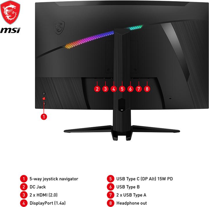 Actual product image MSI MAG 325CQRXFDE (2560 x 1440 pixels, 32")