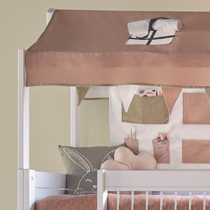 Actual product image Lifetime Kidsrooms 4 in 1 half-high bed with fabric canopy, Happy Rabbit with standard slatted frame
