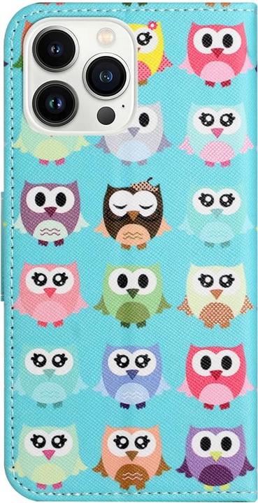 Actual product image Ueli Express iPhone 15 Pro Max Book Case Cover with Card Pocket Owls (Apple iPhone 15 Pro Max)