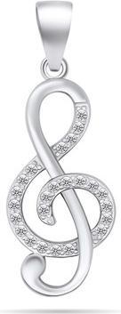 Produktbild Brilio Silver - Charming sterling silver pendant with zircons Treble clef PT65W