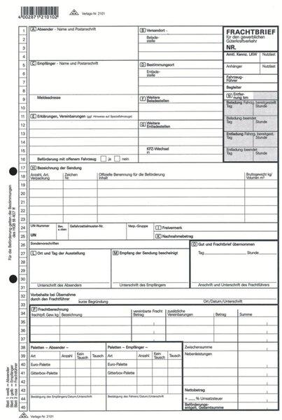 Actual product image Rnk Frachtbrief für gewerblichen Güterfrachtvehrkehr, DIN A4, selbstdurchschreibend (3 x)