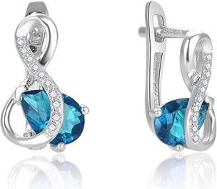 Beneto Dazzling silver earrings with turquoise zircon AGUC2692-T (L)